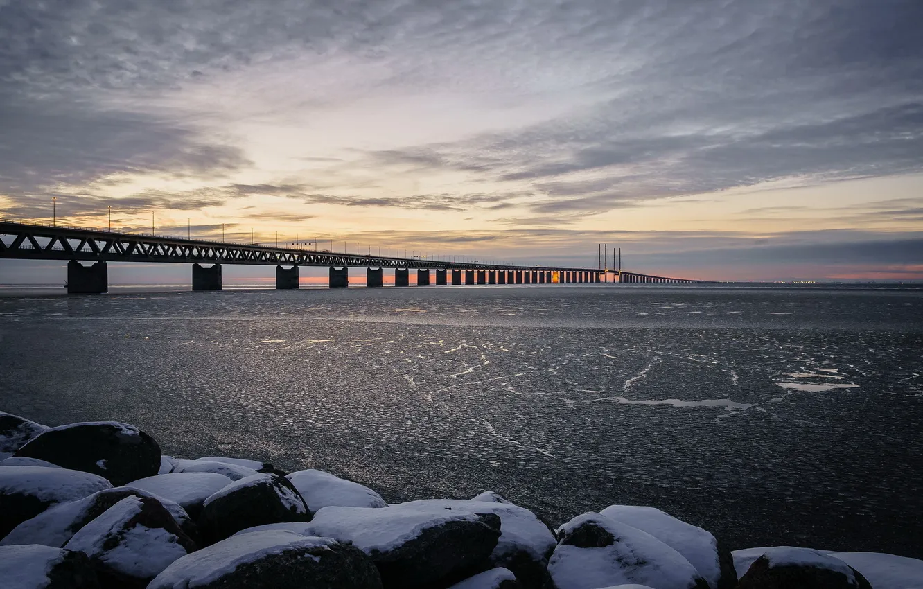 Фото обои Sweden, Bunkeflostrand, Skane, Øresund Bridge
