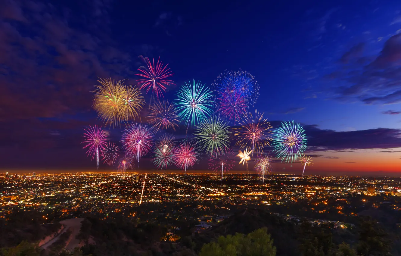 Фото обои usa, fireworks, los angeles, 4 of july