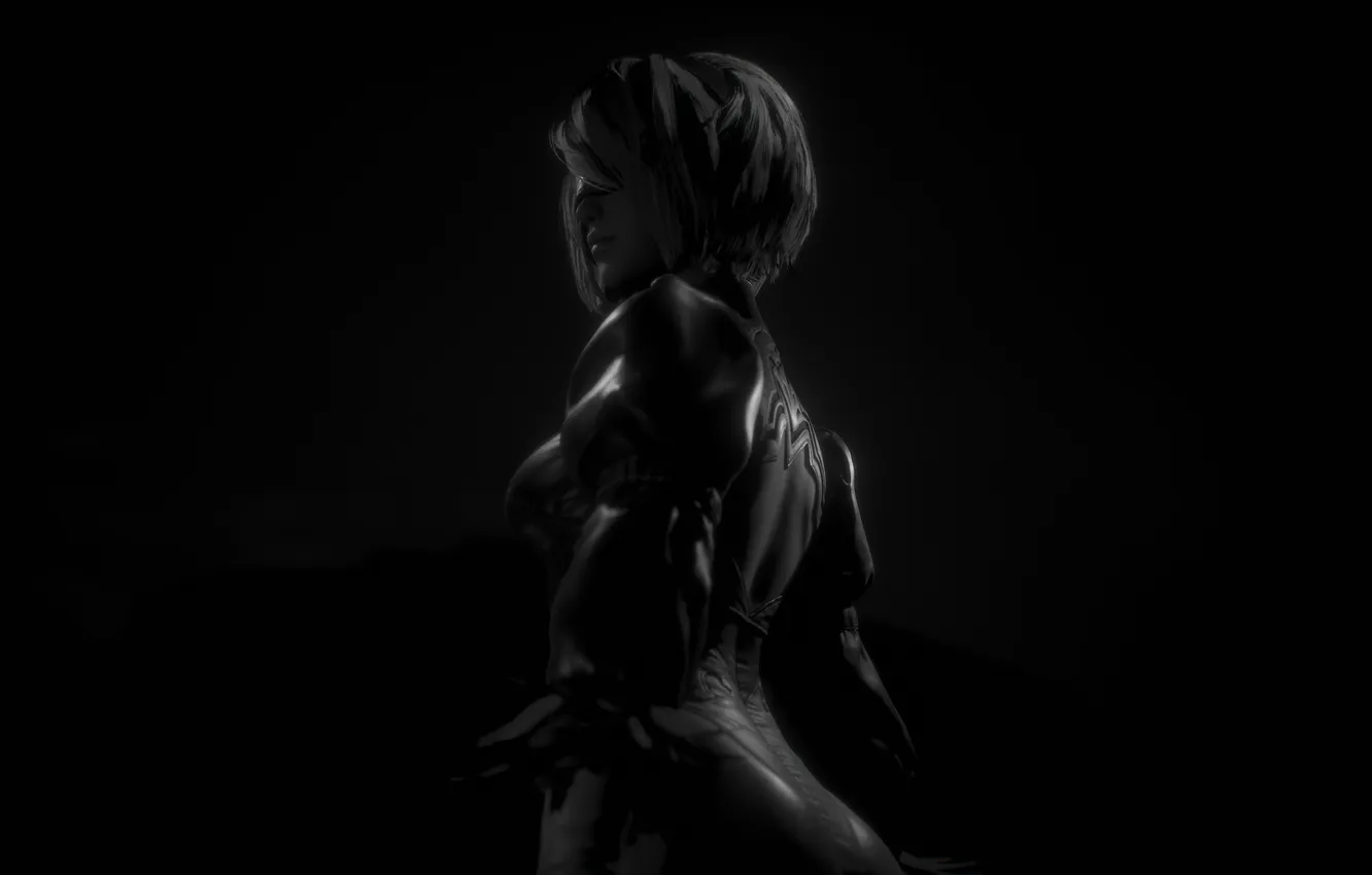 Фото обои monochrome, black background, PlayStation, video games, Nier Automata, Stellar Blade, Eve, 2B Nier Automata