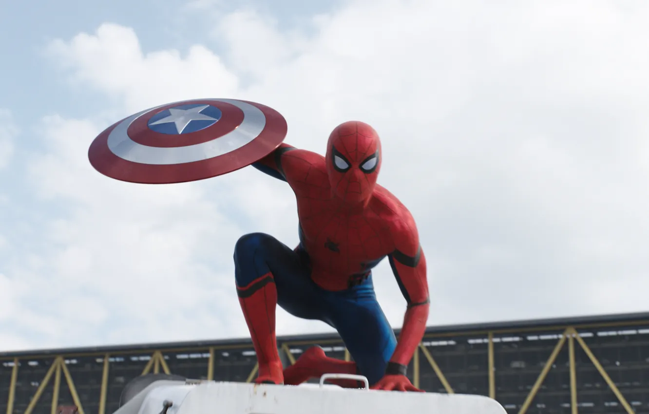 Фото обои Первый мститель, Человек Паук, Captain America: Civil War, Противостояние