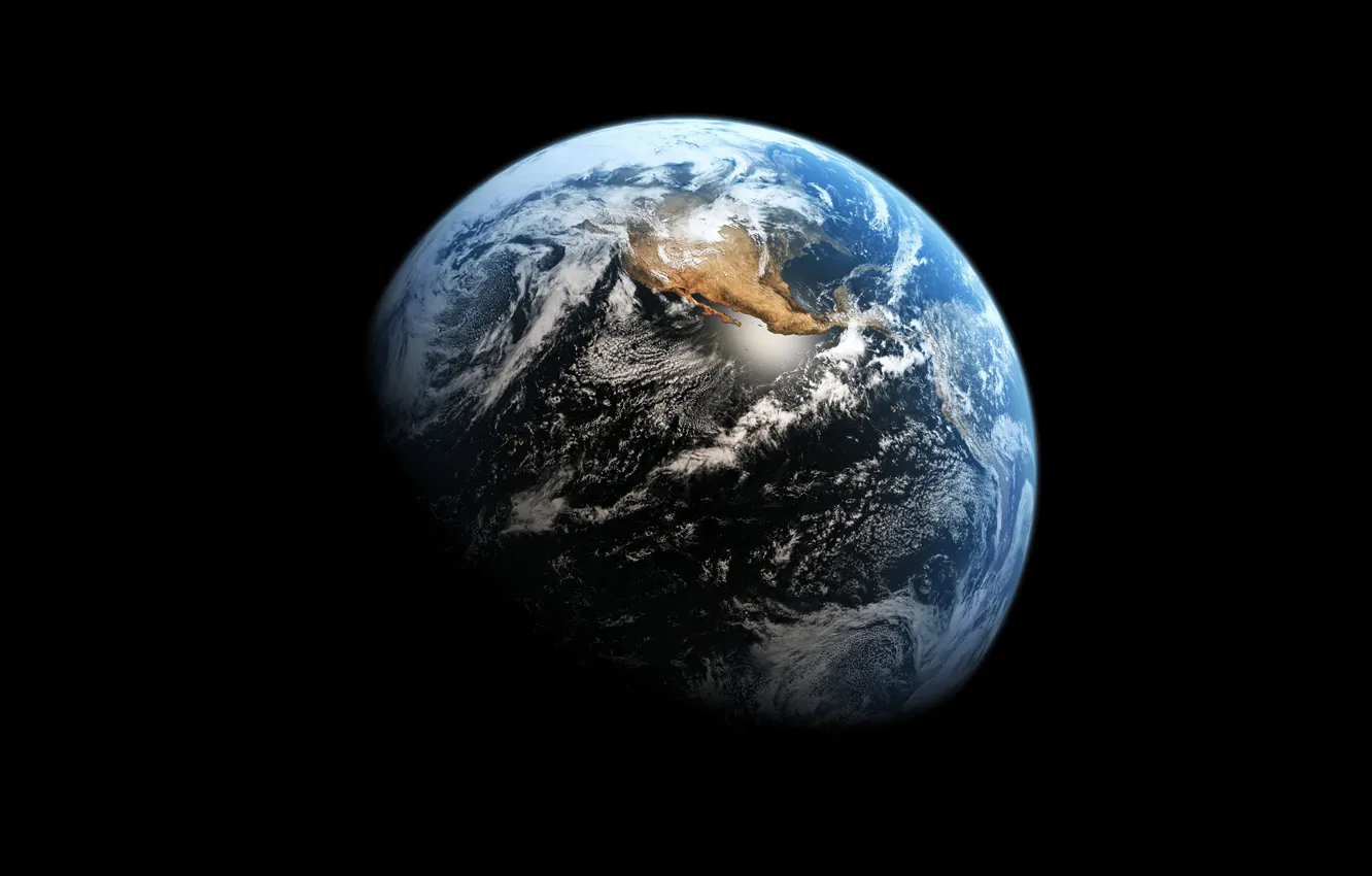 Фото обои black, blue, Earth from space
