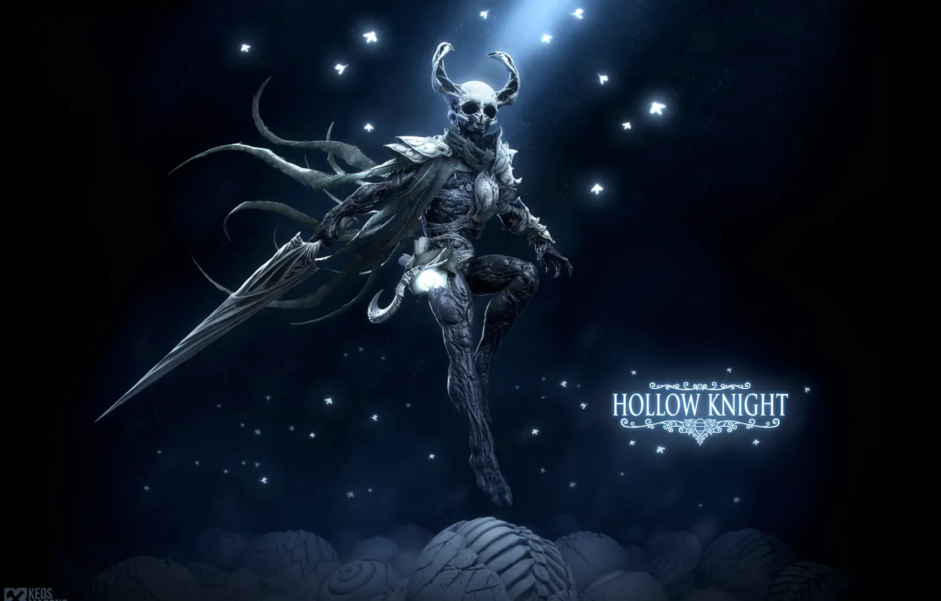 Фото обои меч, существо, Hollow Knight, Keos Masons