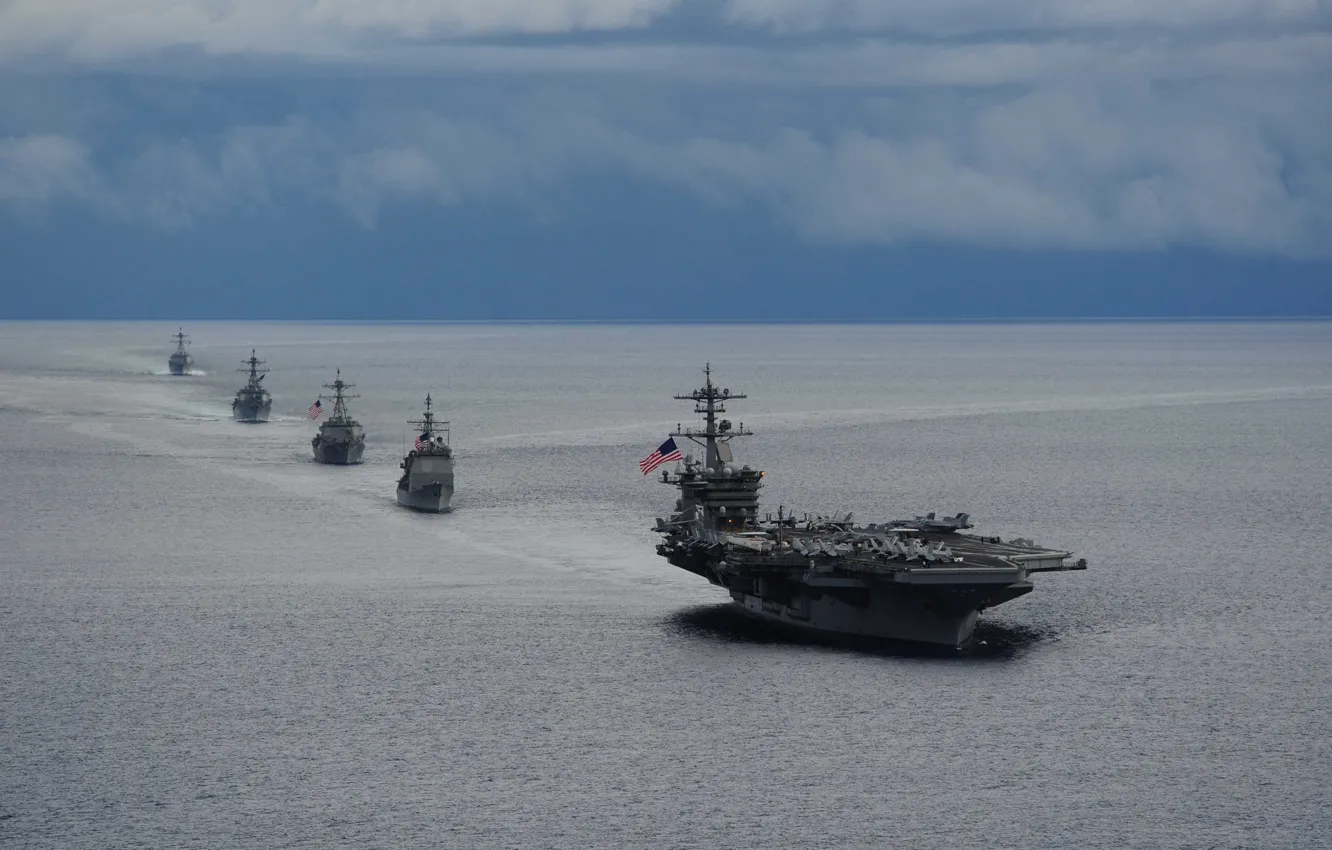 Фото обои military, marine, american flag, naval, USS Theodore Roosevelt, American navy, Nimitz class, nuclear propulsion