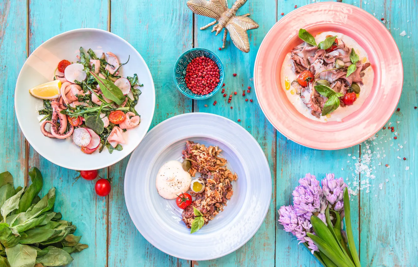 Фото обои цветы, еда, салат, ассорти