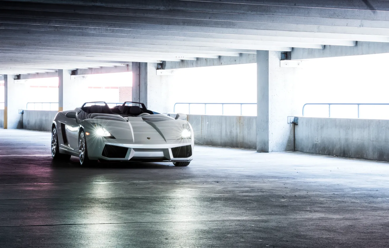 Фото обои машина, Concept, фары, Lamborghini, белая, суперкар, спорткар, Gallardo
