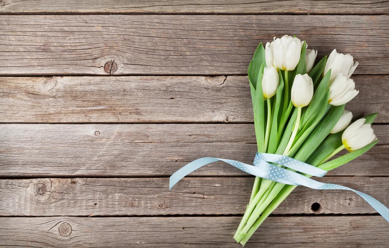 Фото обои цветы, букет, тюльпаны, white, wood, flowers, tulips, spring