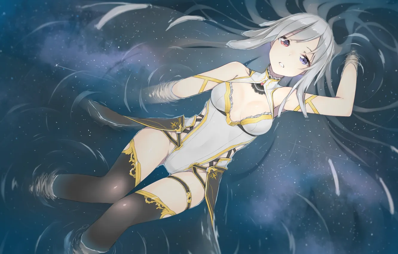 Фото обои вода, девушка, фон, арт, лежит