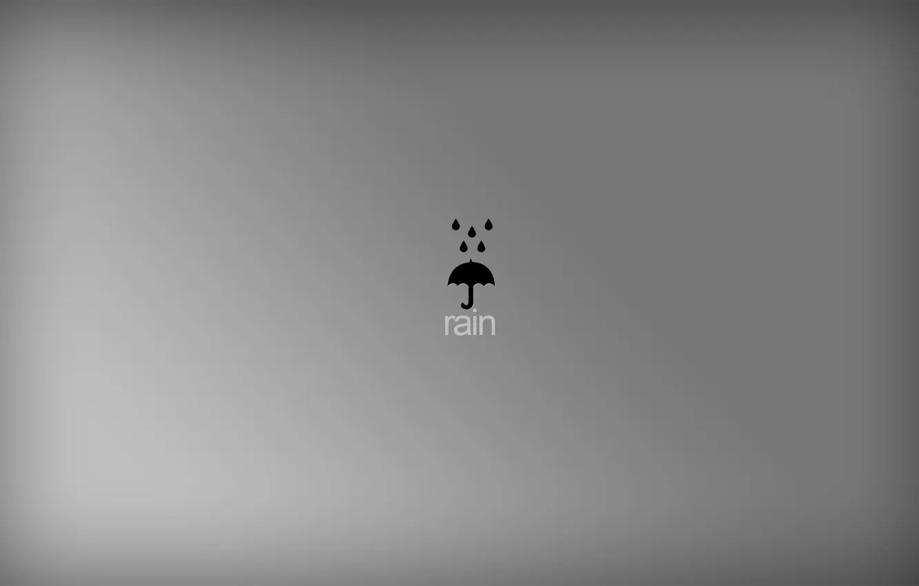 Фото обои капли, серый, фон, дождь, обои, минимализм, зонт, арт