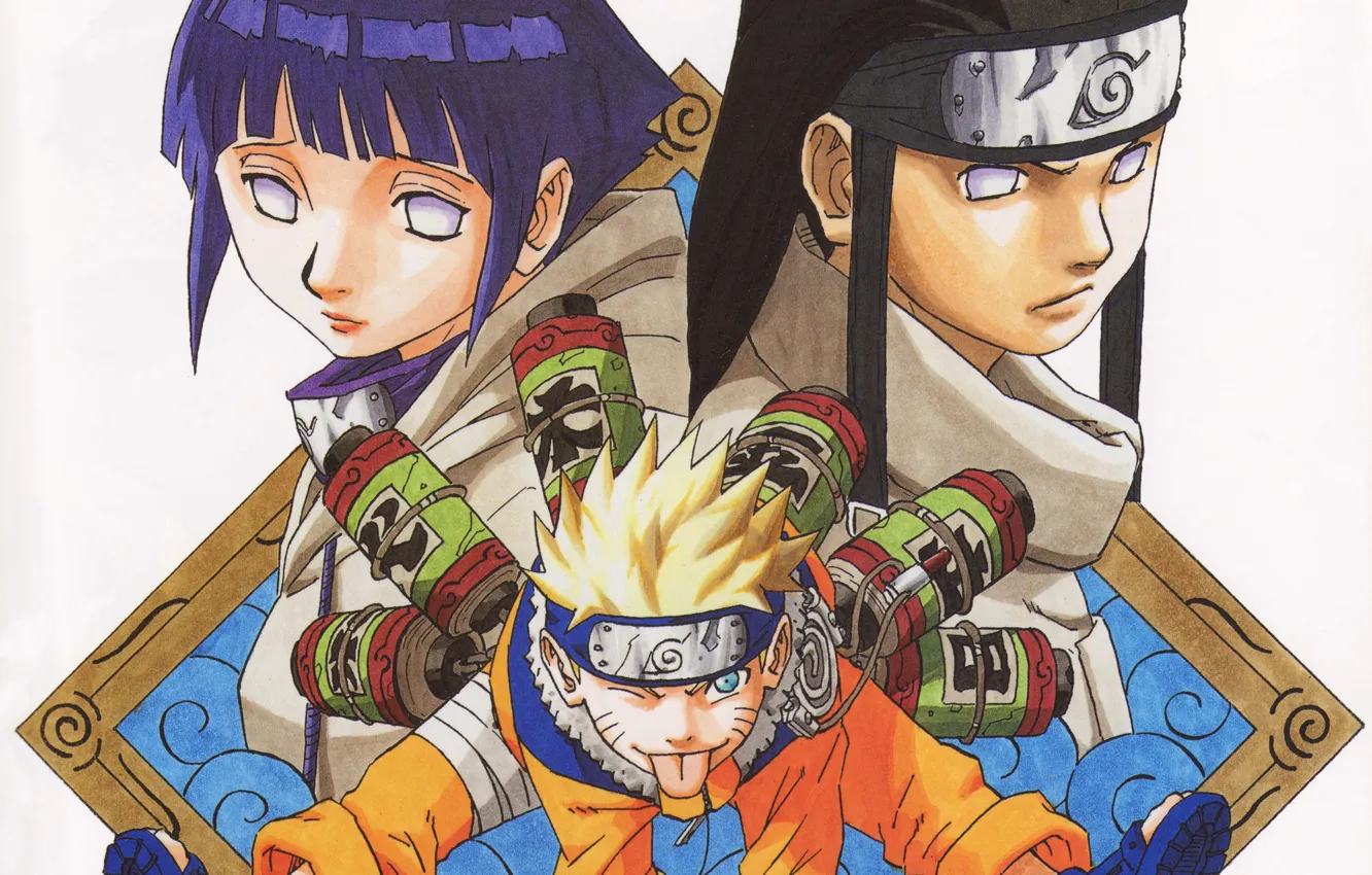 Фото обои Наруто, Naruto, Узумаки Наруто, Хината Хьюго, Неджи Хьюго