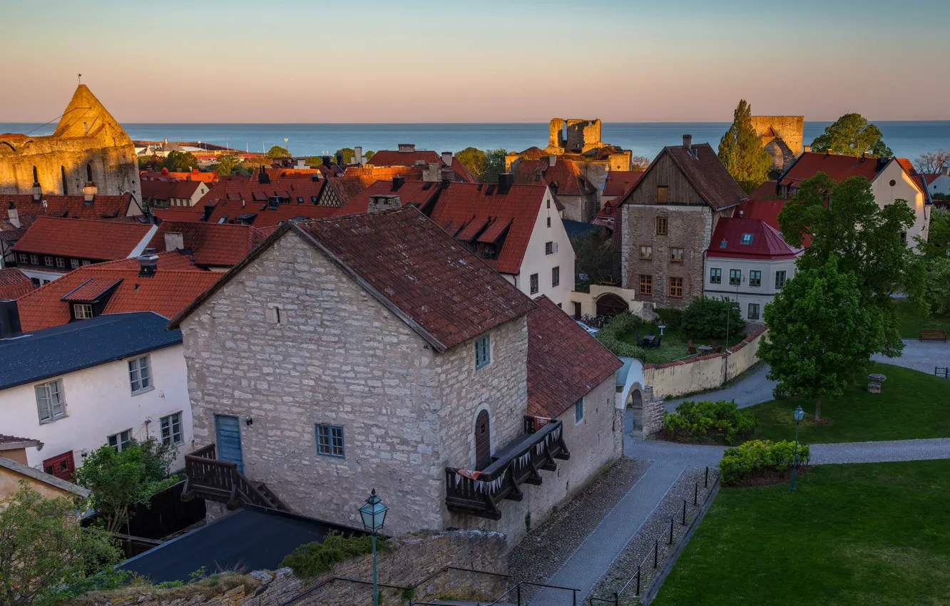 Фото обои дома, Швеция, Висбю, Visby
