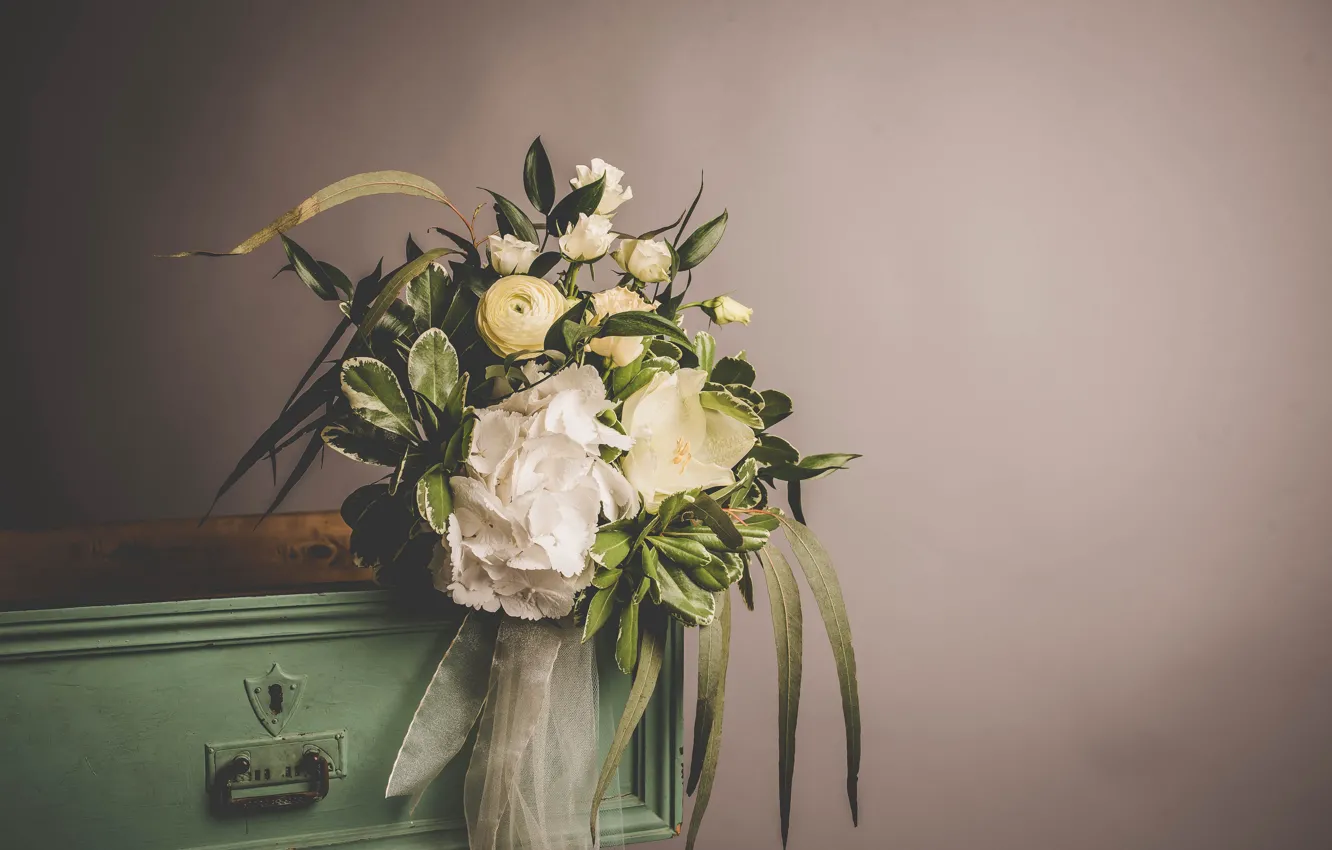Фото обои цветы, букет, лента, декор, wedding