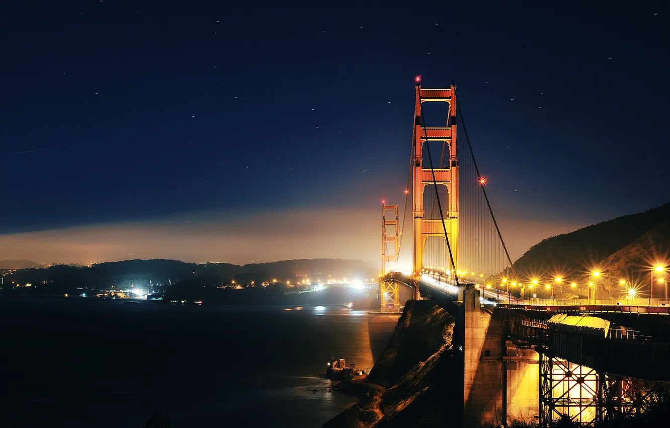 Фото обои ночь, мост, GoldenGate