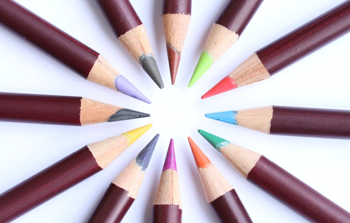Фото обои цветные, круг, карандаши, грифель
