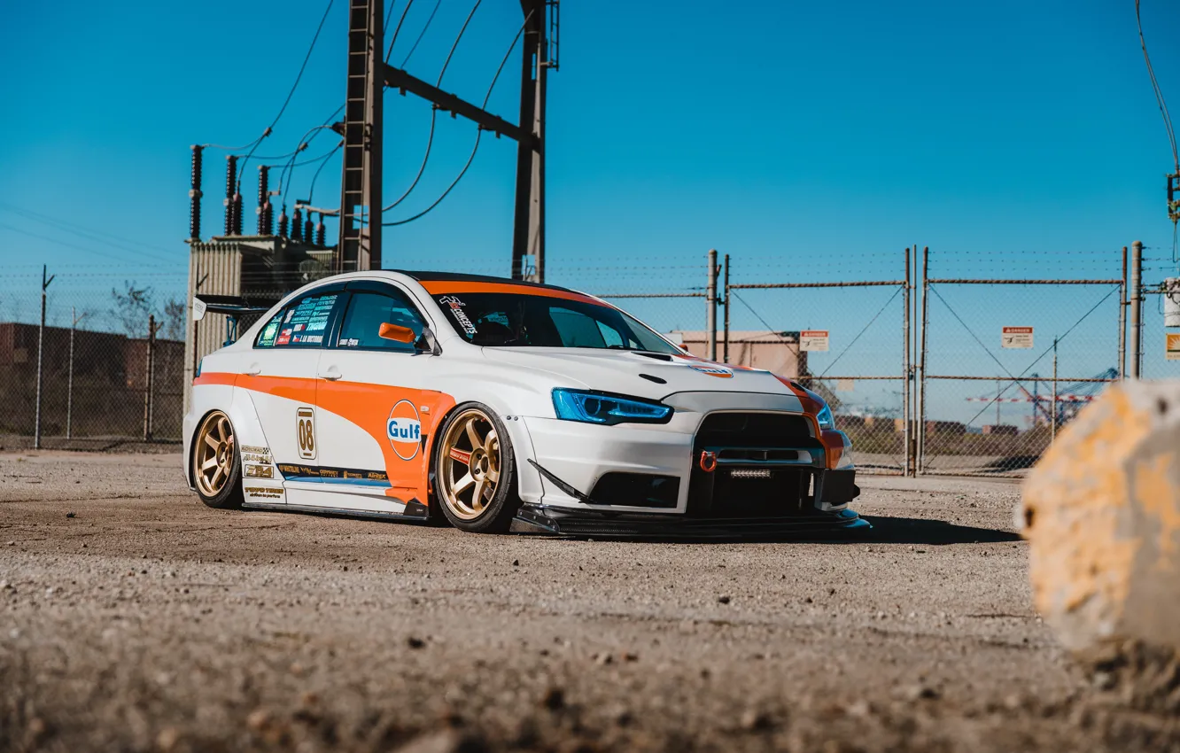 Фото обои Orange, White, Lancer Evolution X