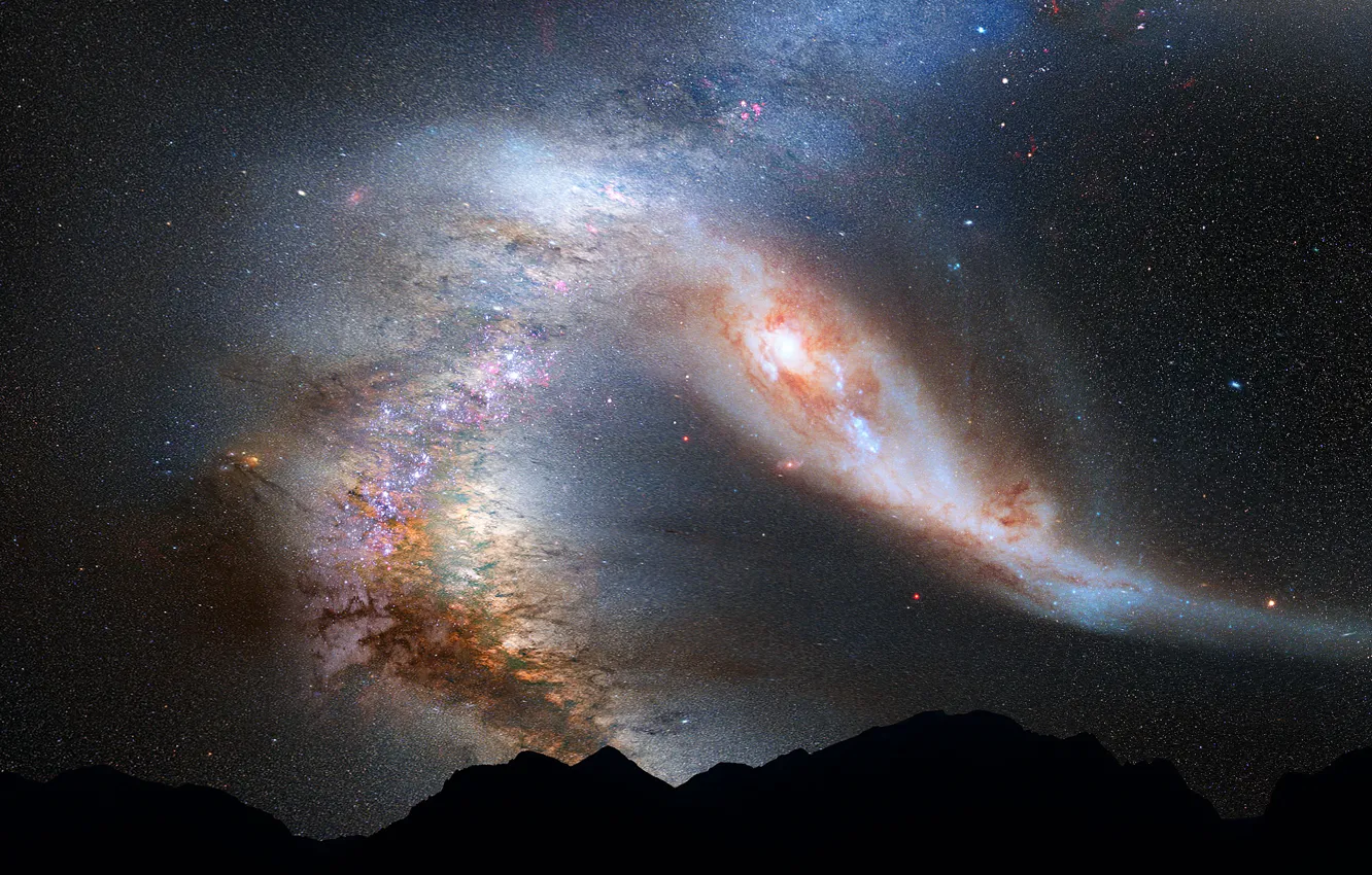 Фото обои галактика, Млечный Путь, Андромеда, слияние, M31