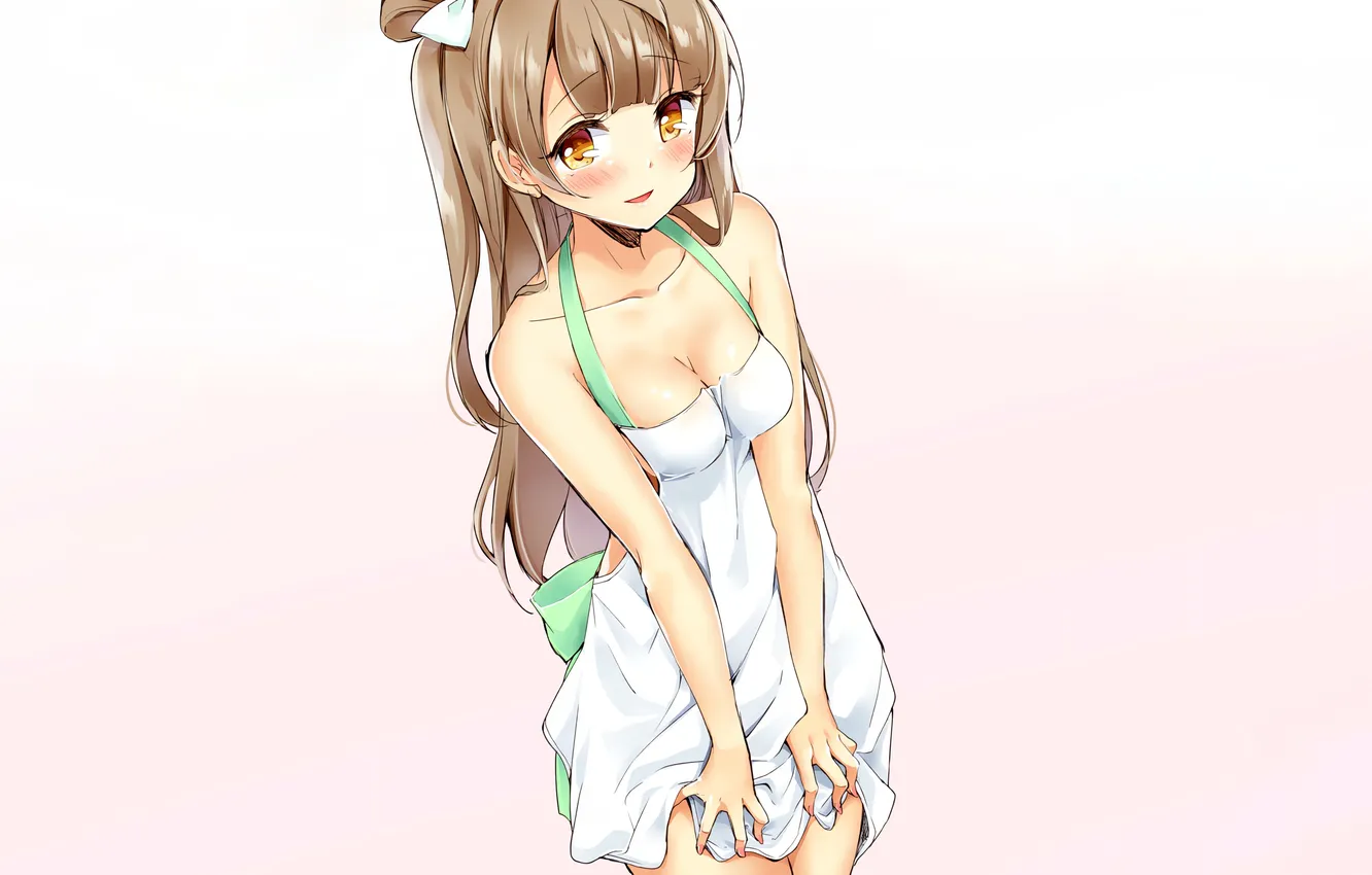 Фото обои girl, sexy, cleavage, long hair, dress, brown hair, boobs, anime