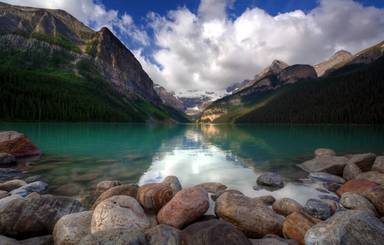 Фото обои горы, озеро, камни