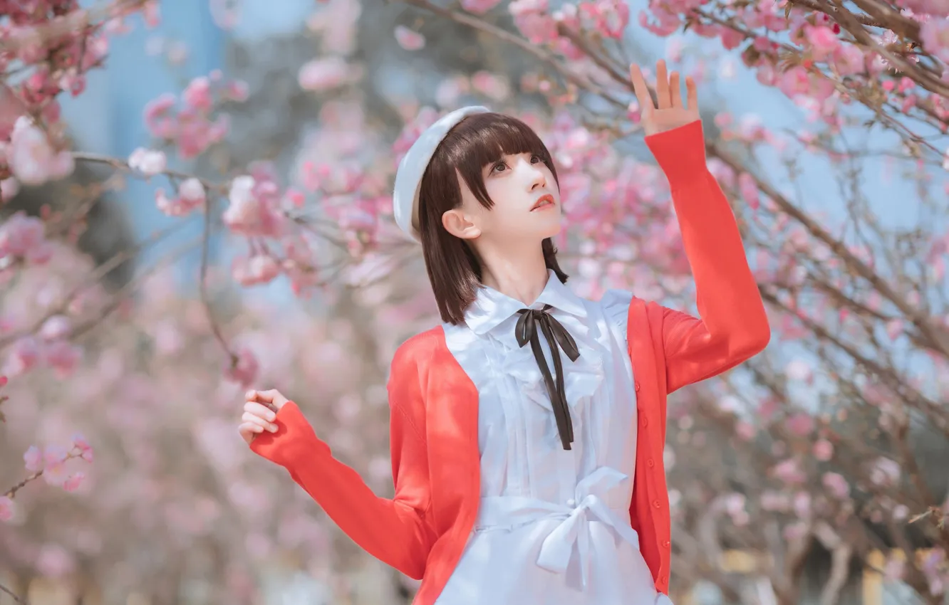 Фото обои Beautiful, Asian, Model, Flowers, Woman, Cute, Pretty, Sunny
