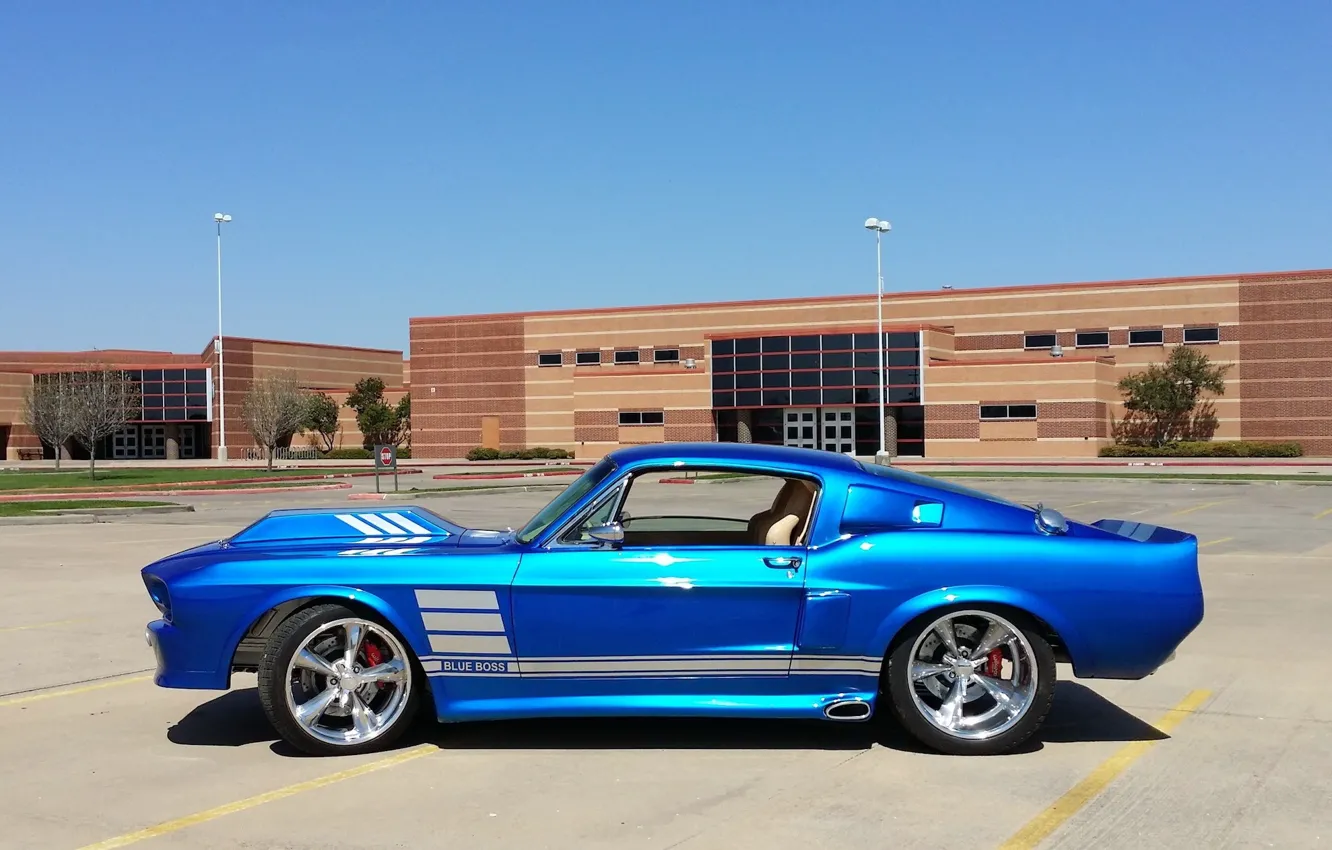 Фото обои Mustang, Ford, Blue, 1967, Boss