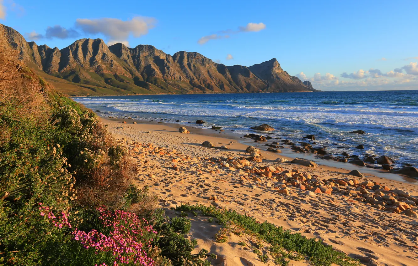 Фото обои песок, море, камни, скалы, побережье, South Africa, Overberg