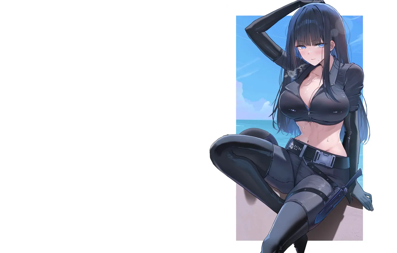 Фото обои girl, hot, sexy, cleavage, long hair, boobs, anime, breasts