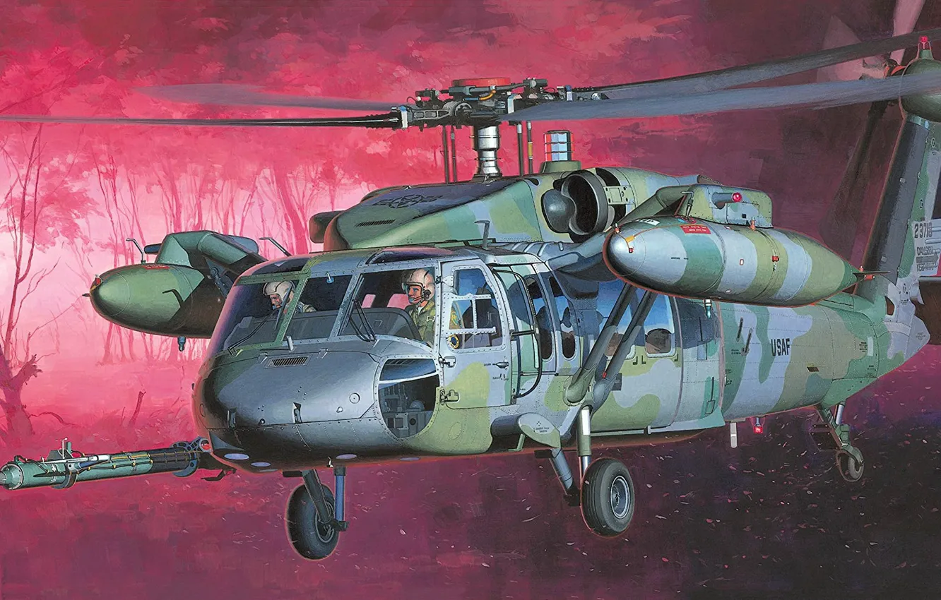 Фото обои ВВС США, Sikorsky, Night Hawk, ночная модификация вертолёта, НН-60D