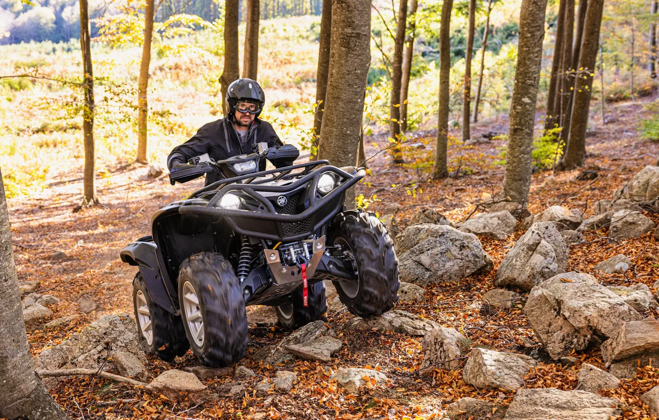 Фото обои forest, yamaha, 4x4, atv, grizzly 700