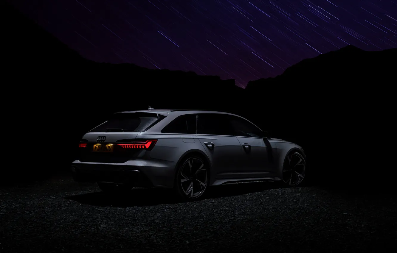 Фото обои тьма, Audi, боком, универсал, RS 6, 2020, 2019, V8 Twin-Turbo