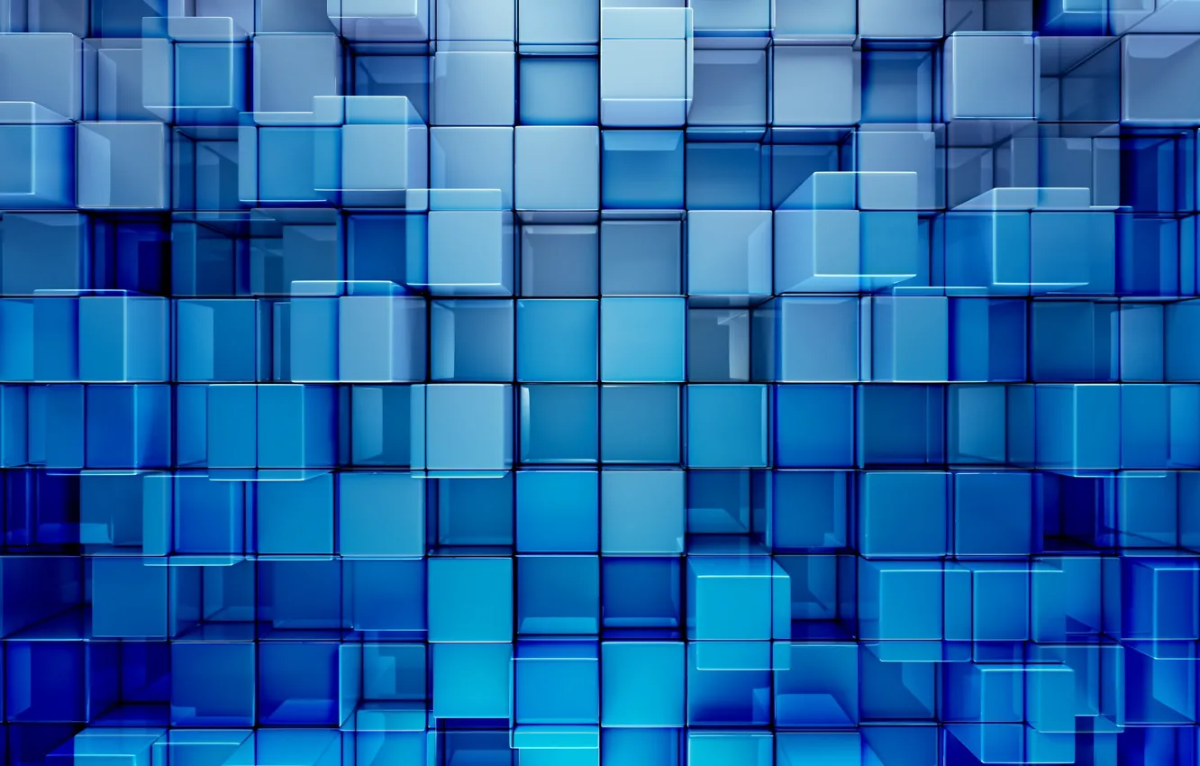 Фото обои голубой, Кубы, Cubes, Абстракция, Abstract, геометрические фигуры, цифровая графика, светло голубой