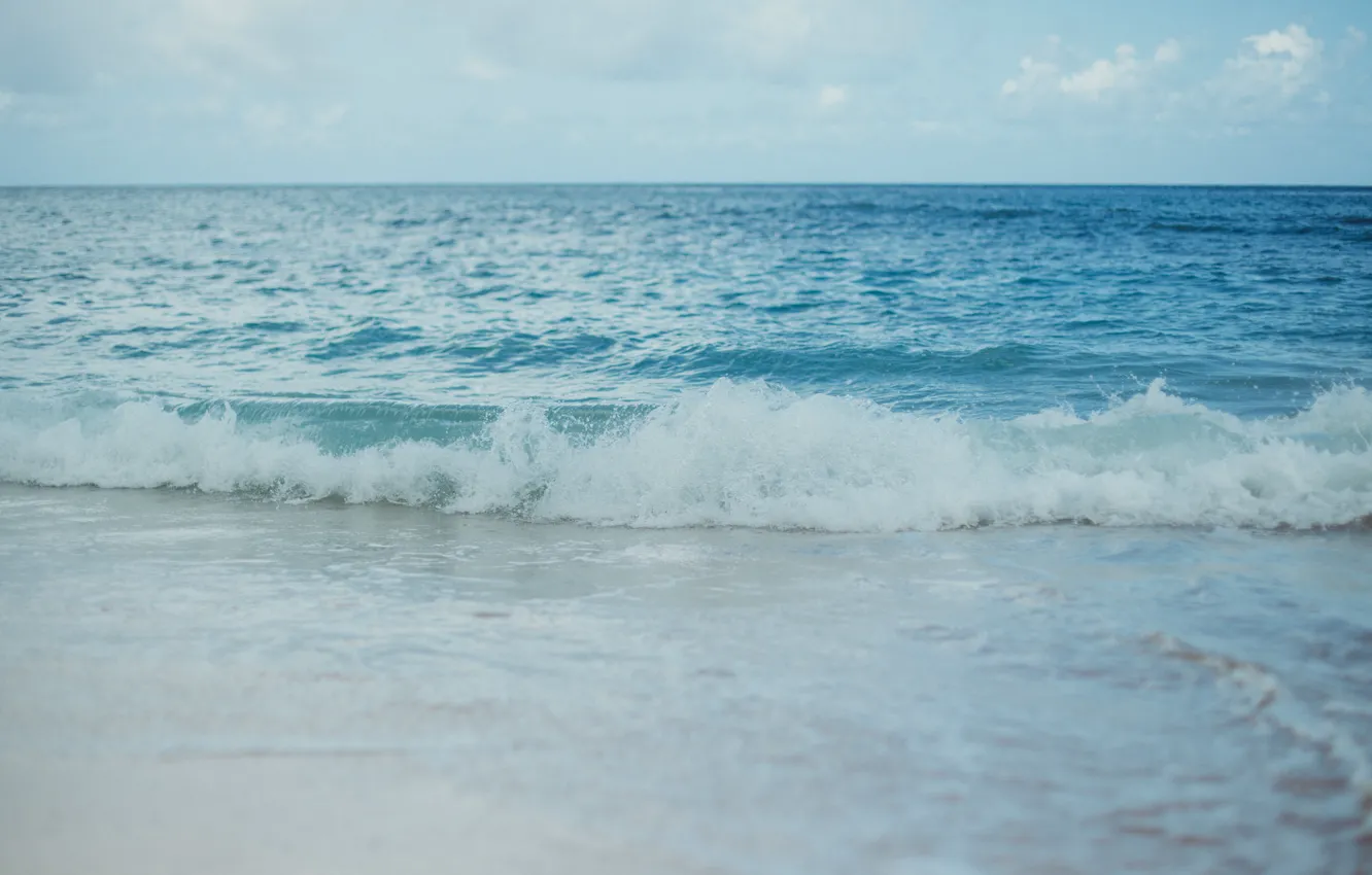Фото обои волны, океан, горизонт, прибой