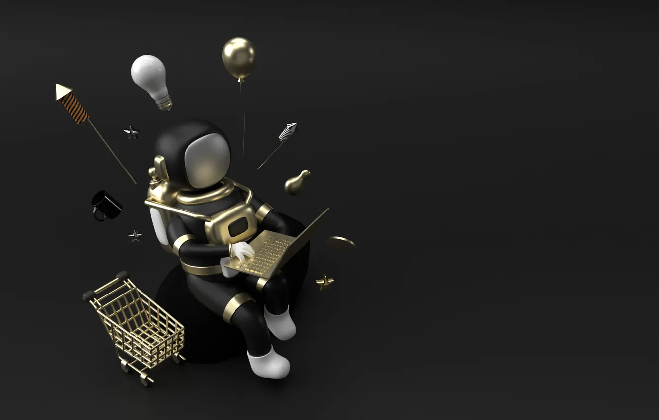 Фото обои sale, astronaut, banner, template, black friday