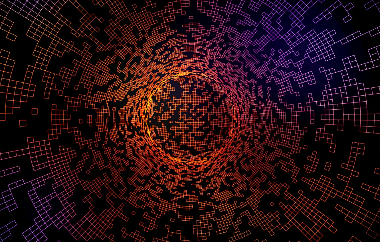 Фото обои космос, lights, шар, неон, подсветка, сфера, neon, Cyberspace