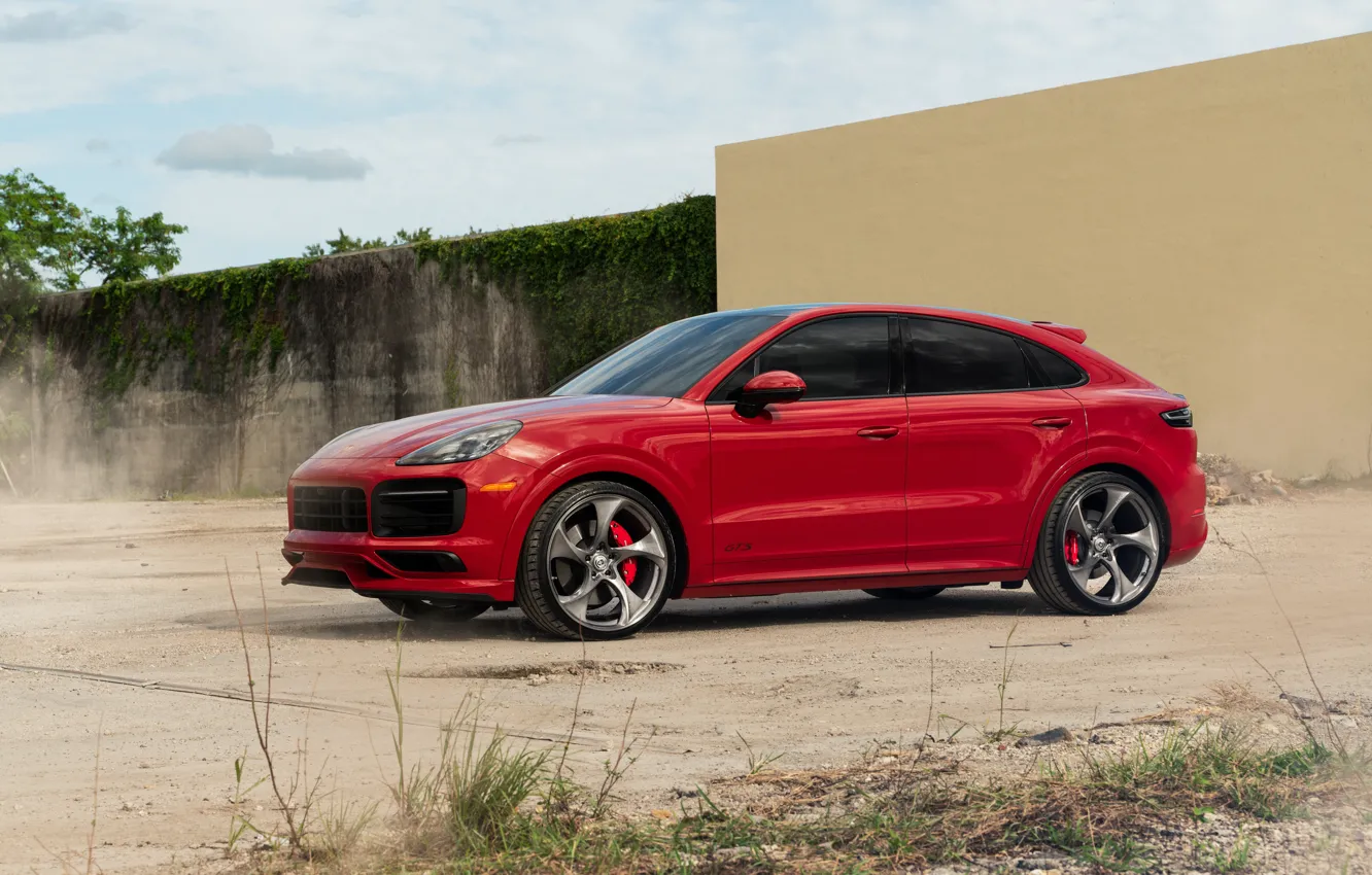 Фото обои Porsche, Red, Coupe, Left Side, Cayenne Coupe