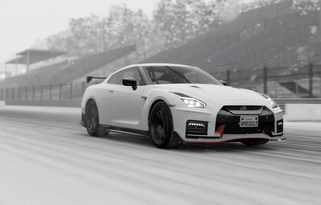 Фото обои зима, Nissan, GT-R, Nismo, Project CARS 2