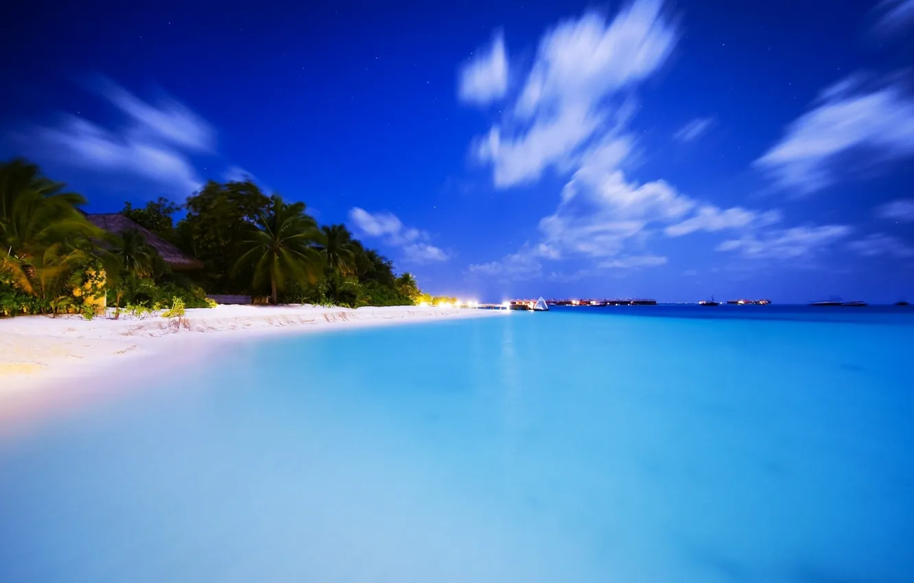 Фото обои пляж, пальмы, океан, вечер, beach, Aitutaki Escape, neotropical