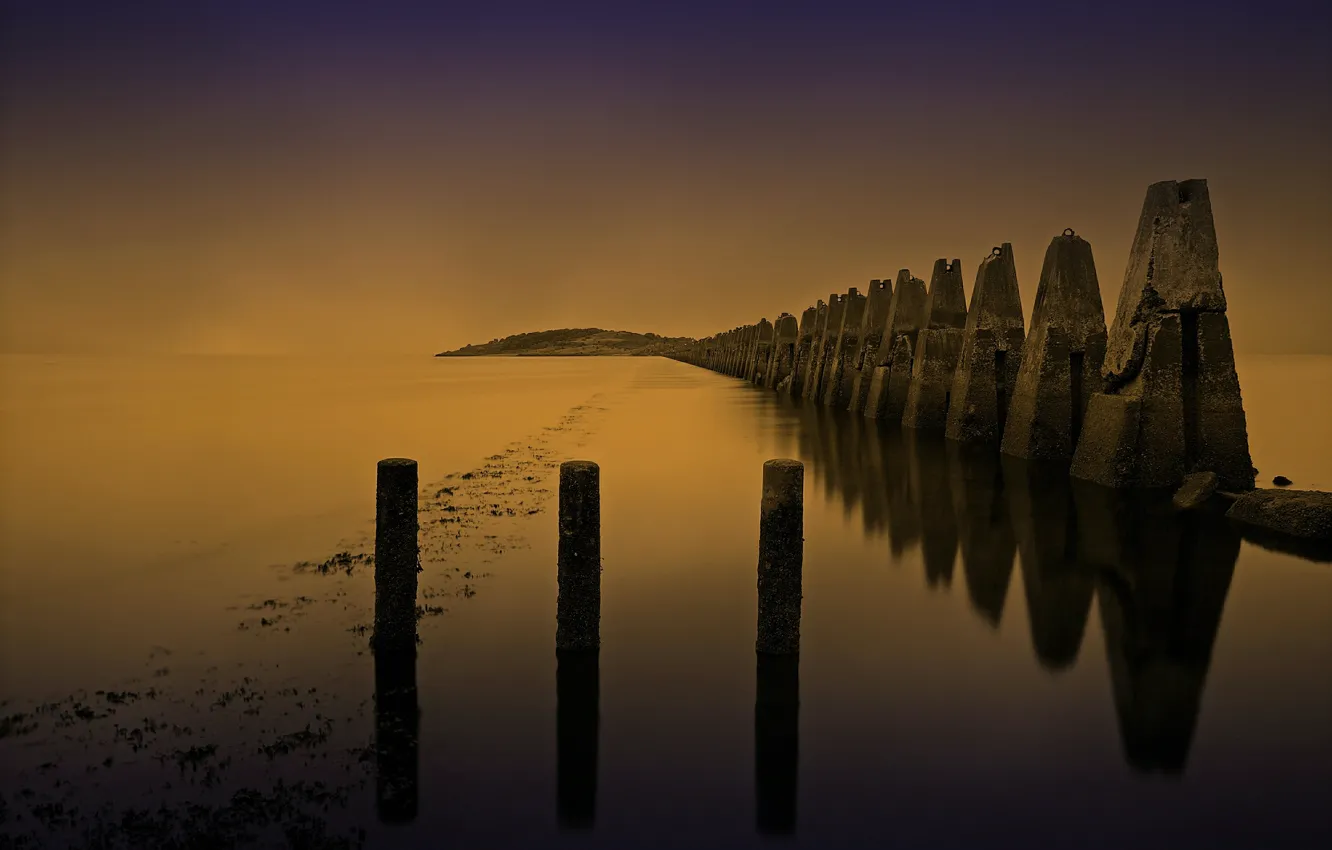 Фото обои море, Шотландия, пирс, Scotland, Edinburgh, сваи, Cramond