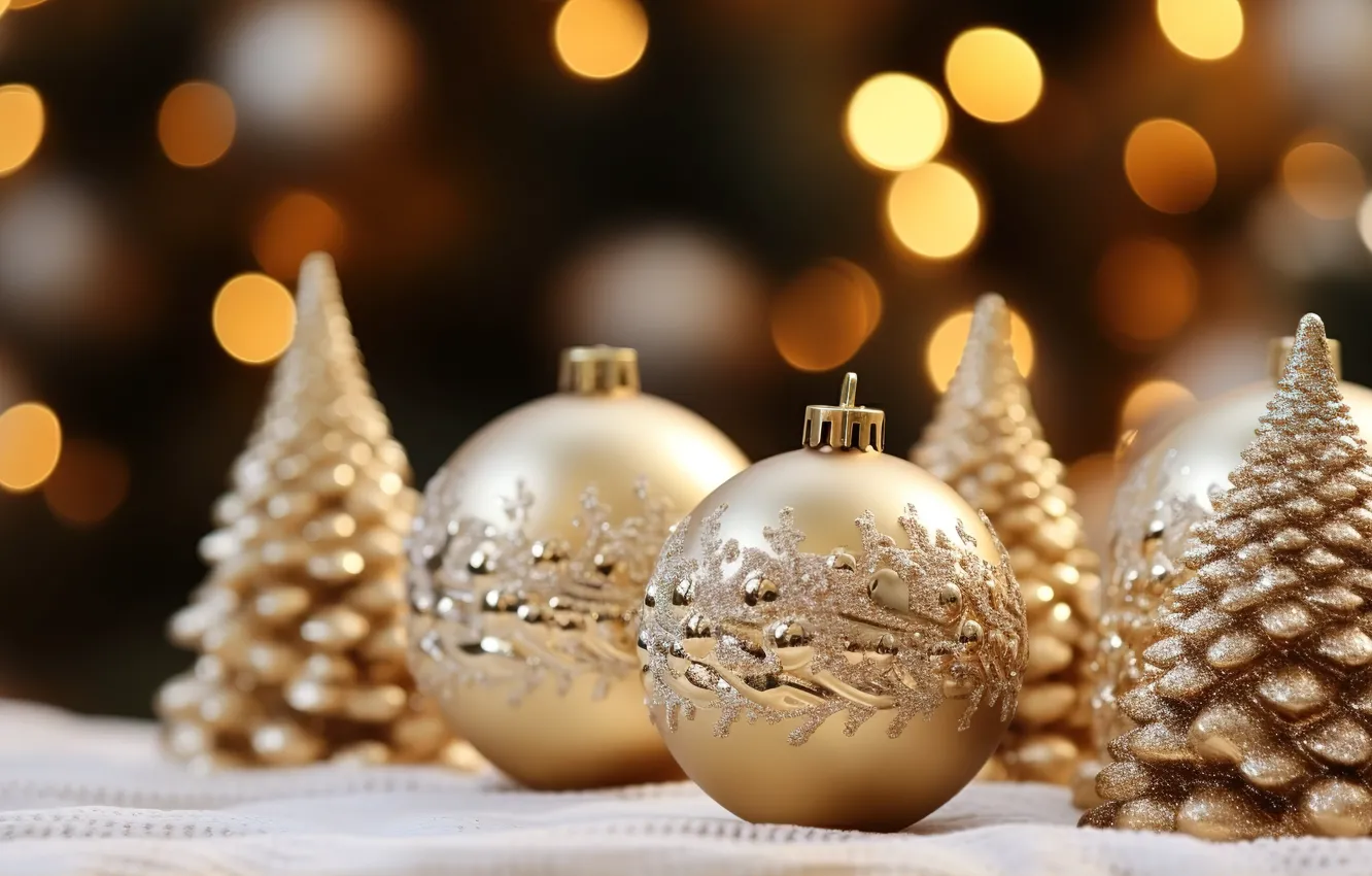 Фото обои фон, шары, Новый Год, Рождество, golden, new year, happy, Christmas