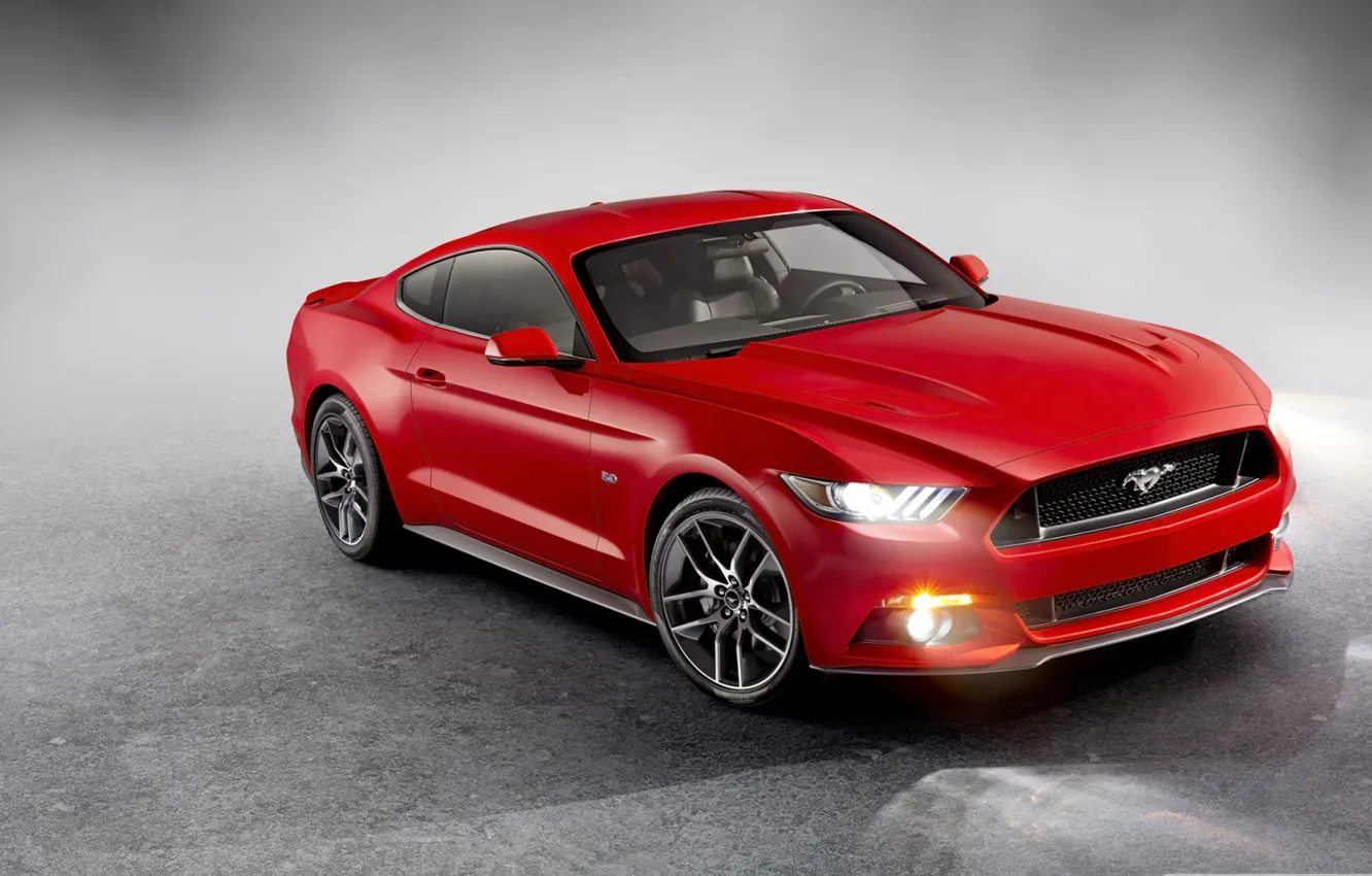 Фото обои Mustang, Ford, Red, 2015, Ford Mustang 2015, Mustang Red, Ford Red