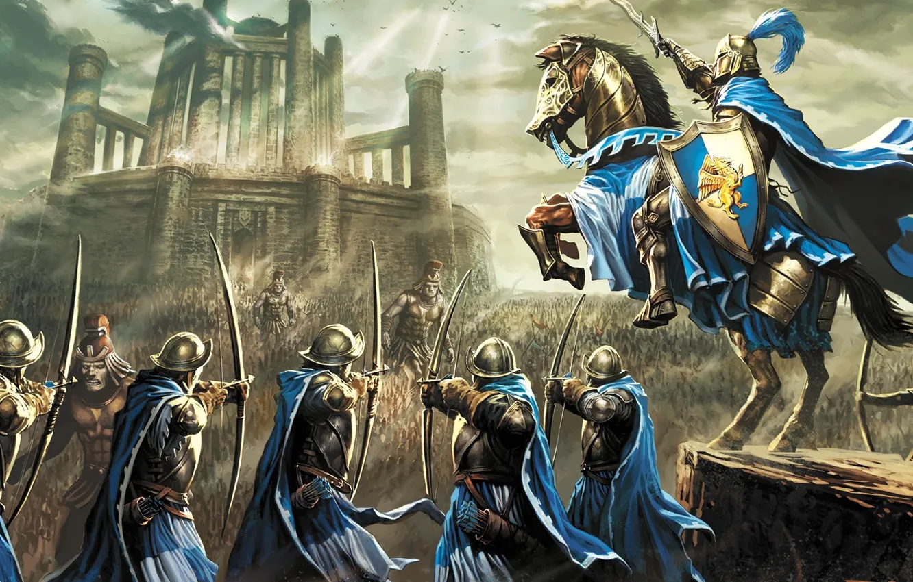Фото обои sword, fantasy, game, armor, war, army, horse, castle