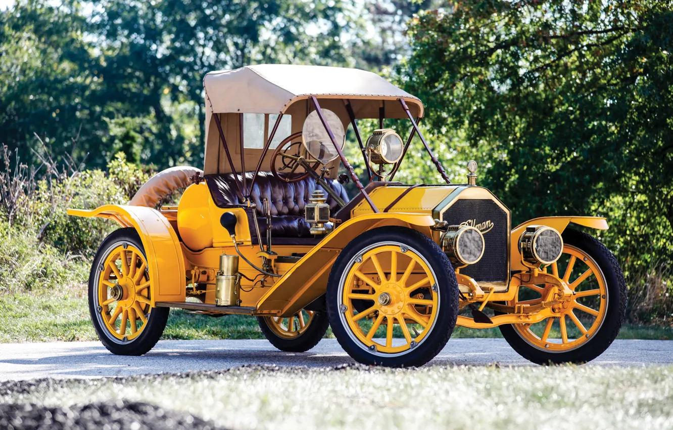Фото обои Roadster, Желтый, Ретро, Model, Pullman, 1910, Металлик, O