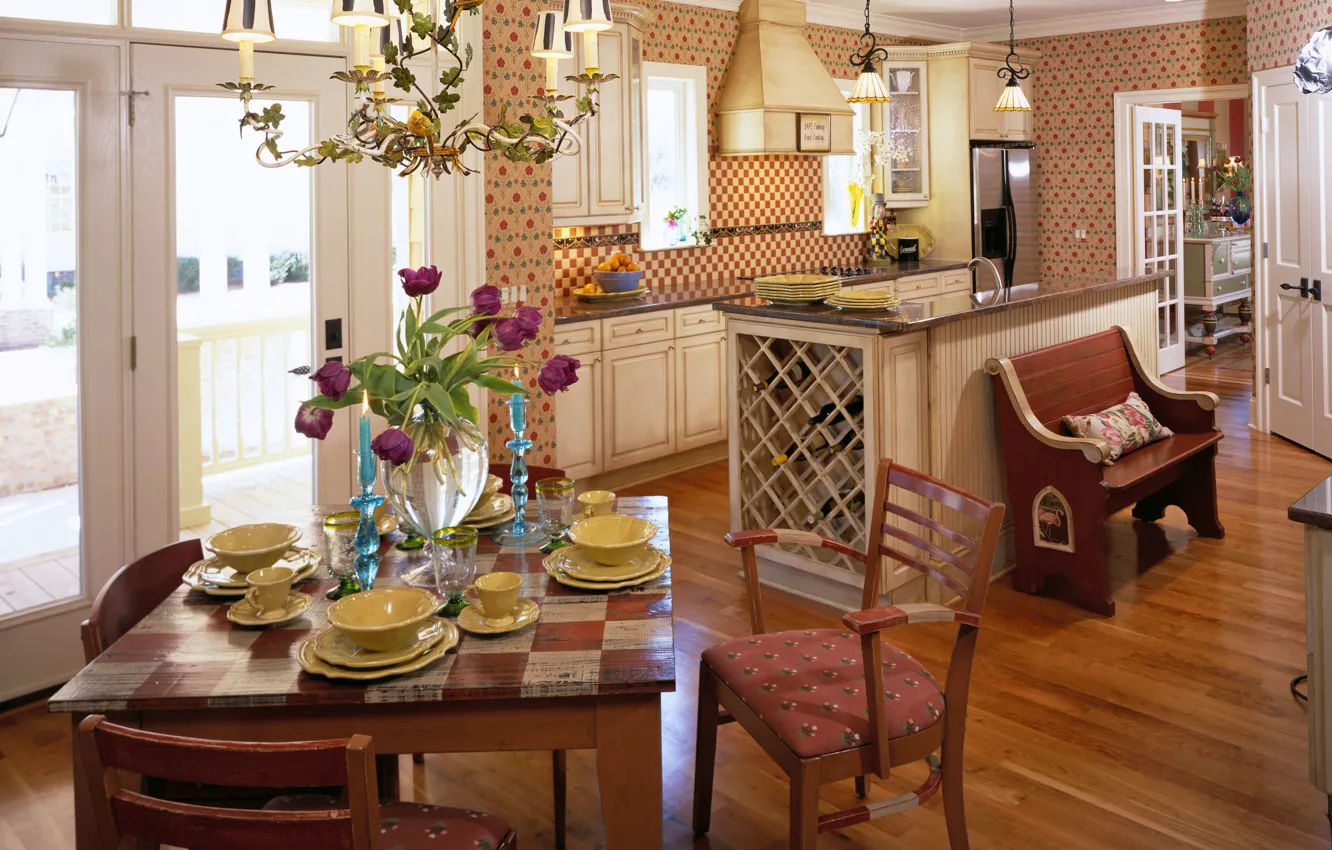 Фото обои дизайн, стиль, интерьер, кухня, столовая