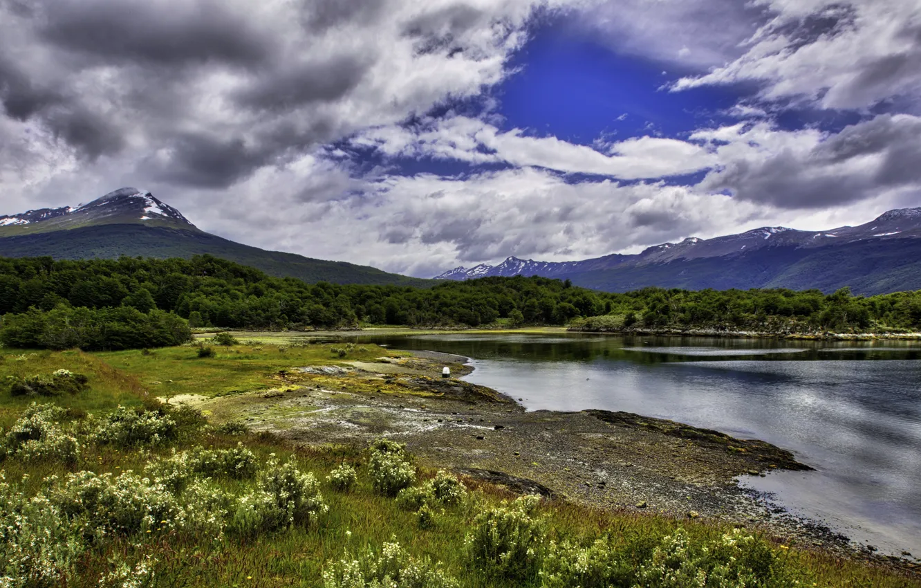 Фото обои небо, облака, горы, Argentina, Аргентина, Ushuaia, Tierra del Fuego