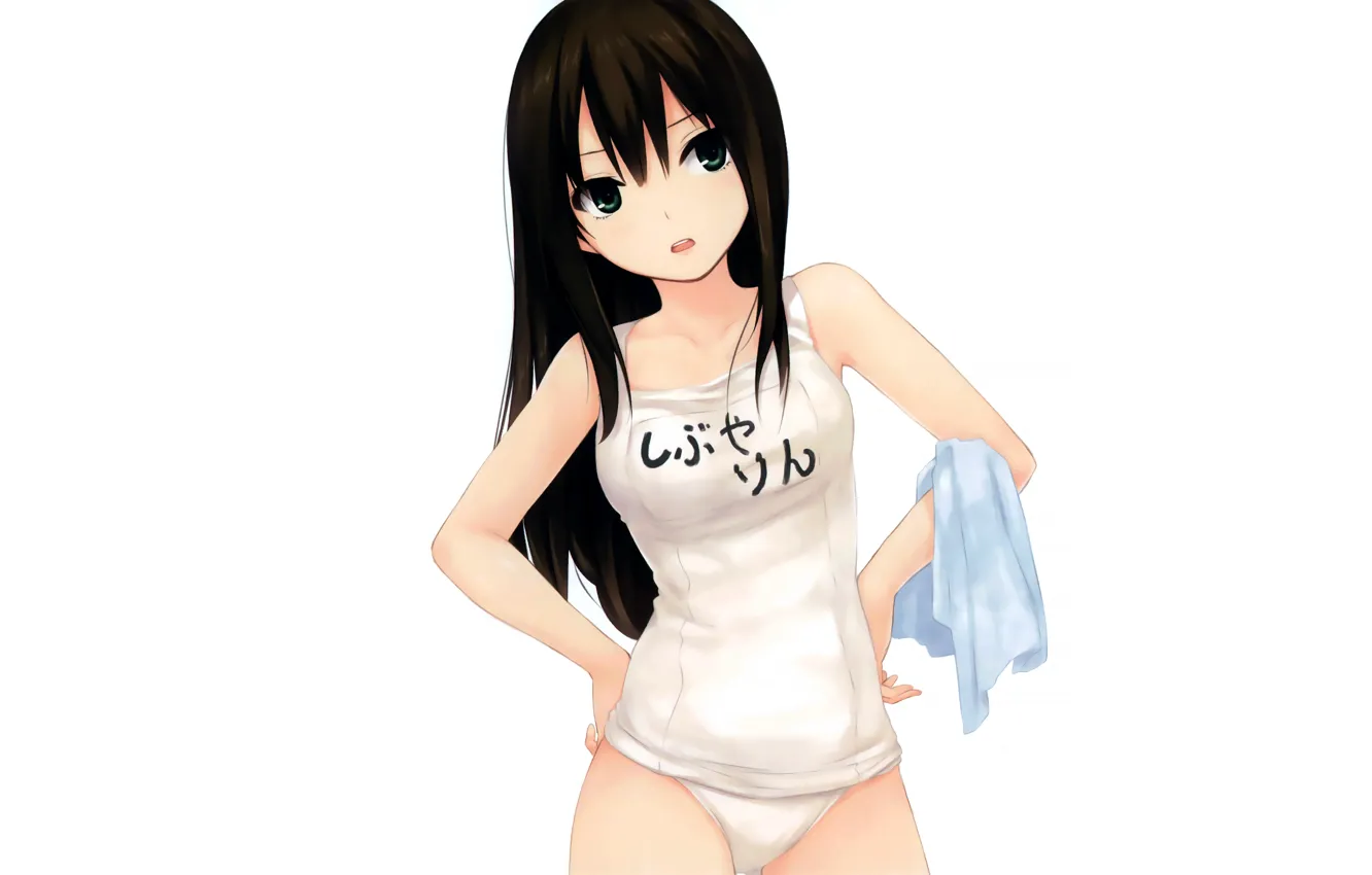 Фото обои girl, sexy, green eyes, long hair, anime, beautiful, pretty, swimsuit