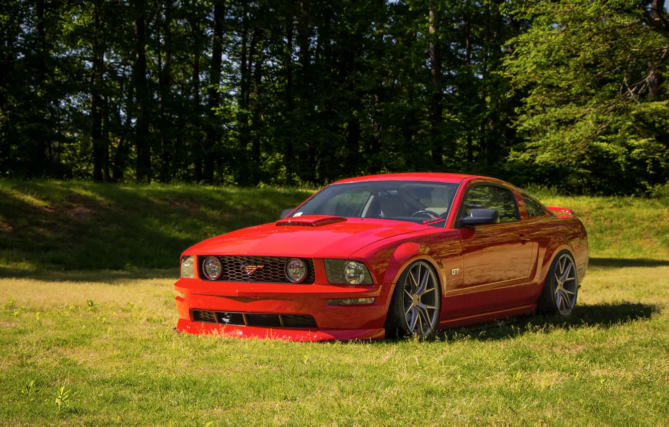 Фото обои Mustang, Ford, Red, GT, 2005-2009