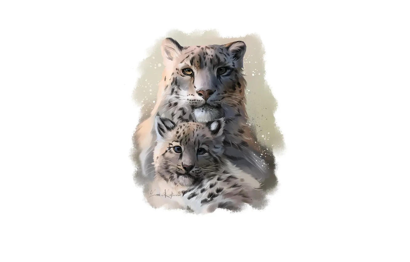 Фото обои малыш, семья, леопарды