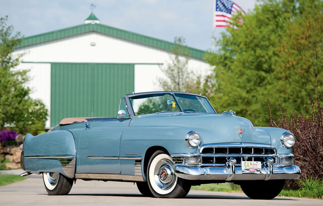 Фото обои машина, ретро, Cadillac, передок, Convertible, 1949, Sixty-Two