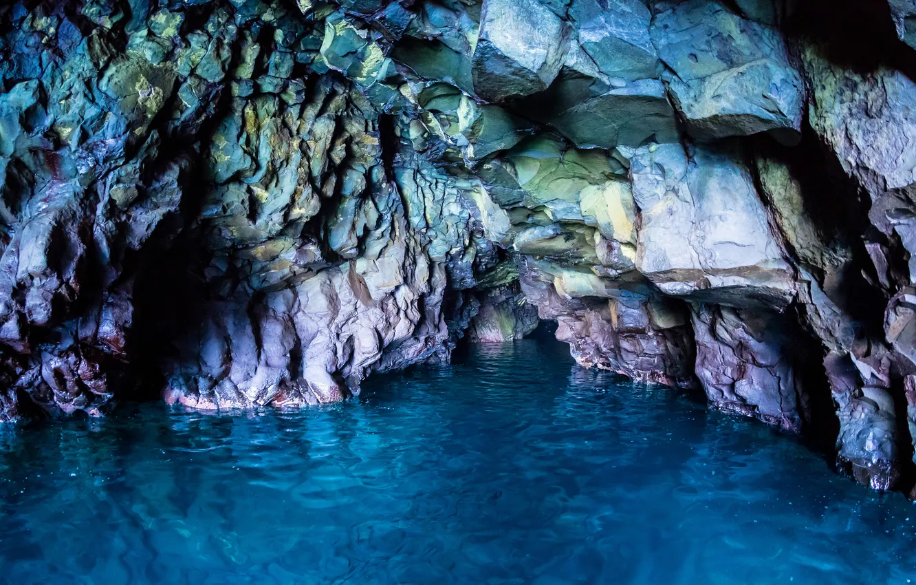 Фото обои море, свет, скалы, пещера, грот