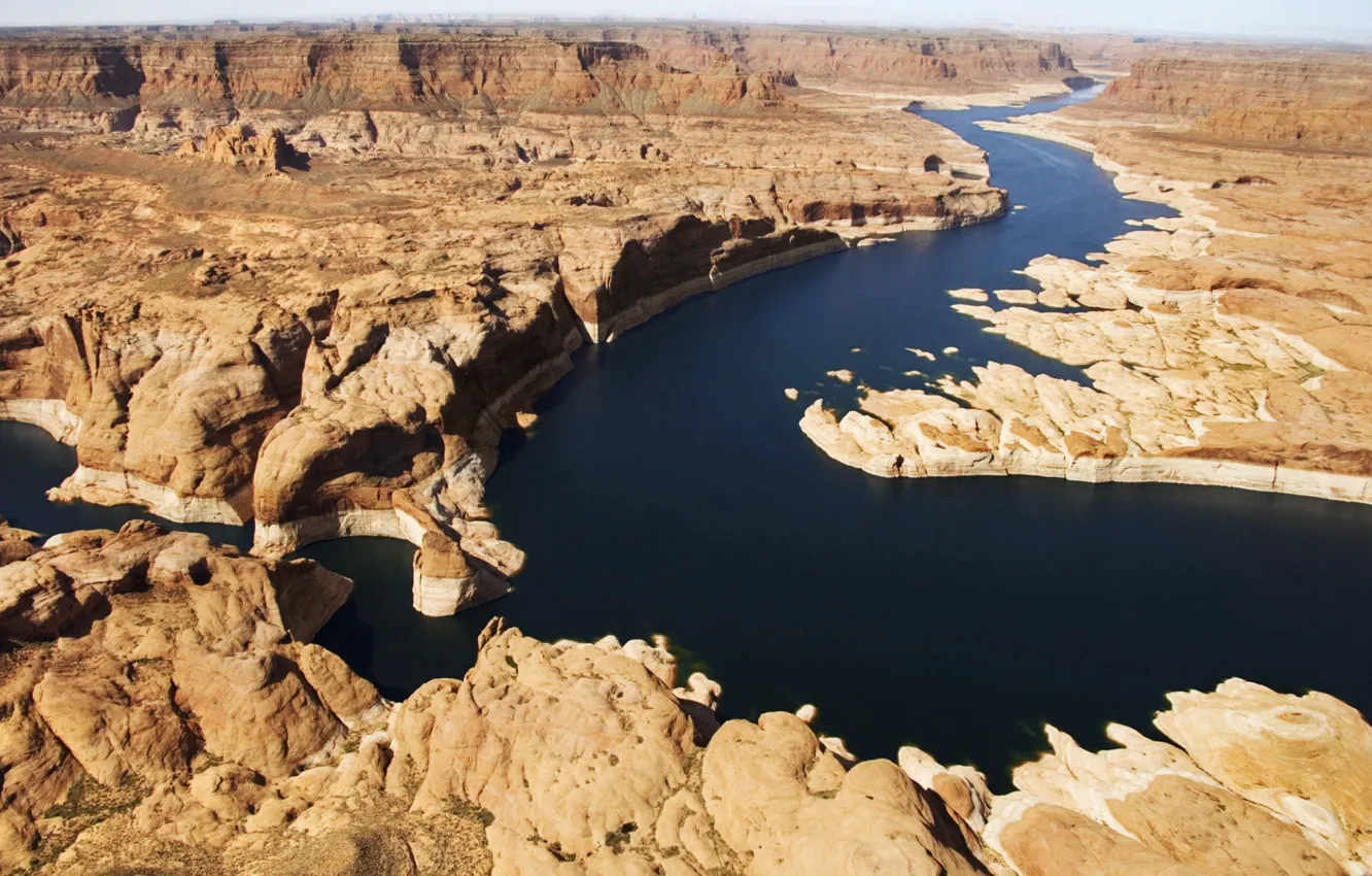Фото обои wallpaper, USA, rock, river, Arizona, Utah, Glen Canyon, Glen Canyon National Recreation Area