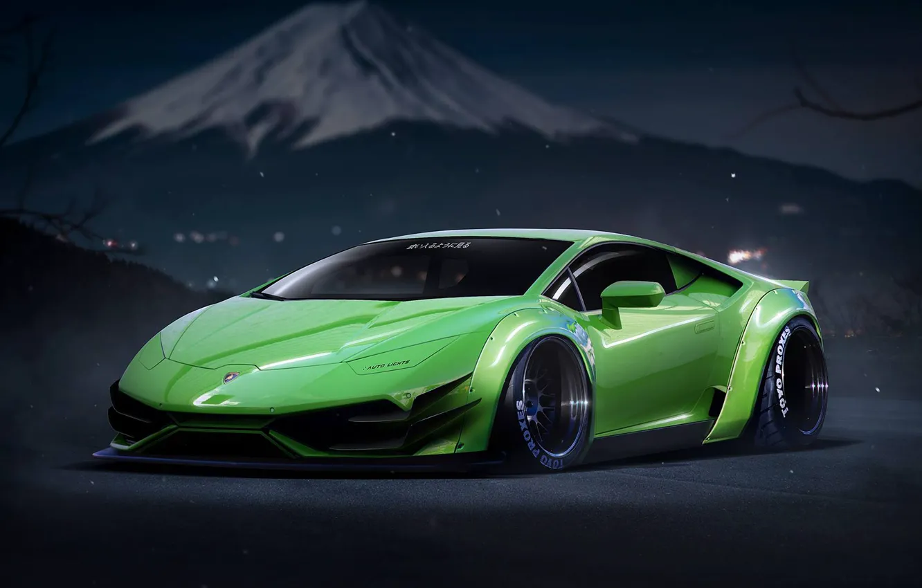 Фото обои Lamborghini, Power, Green, Tuning, Performance, Supercar, Liberty, Huracan