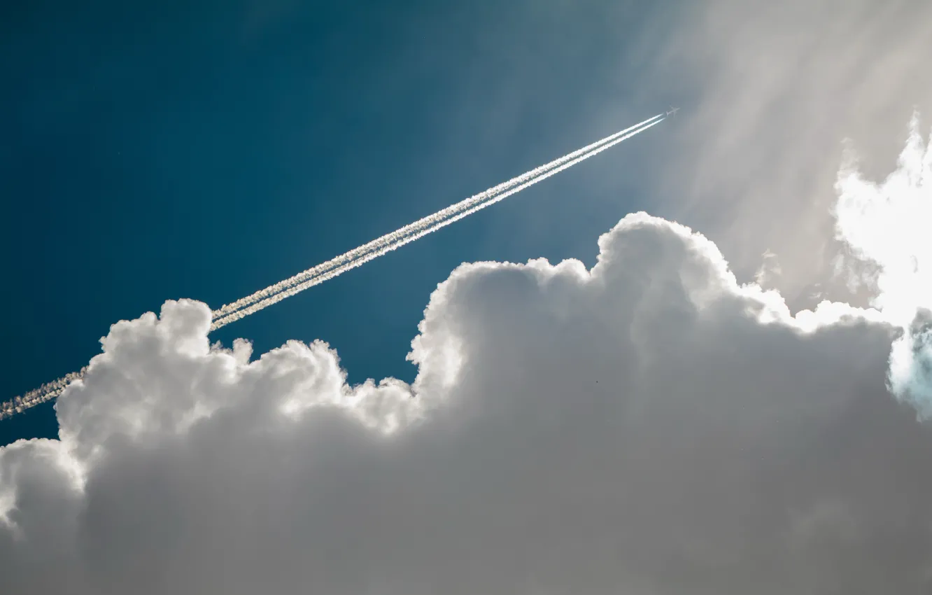 Фото обои след, облако, самолёт